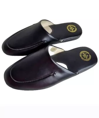 L.B. Evans Men's Duke Black Leather Scuff Slippers Size 10 EEE • $24.90
