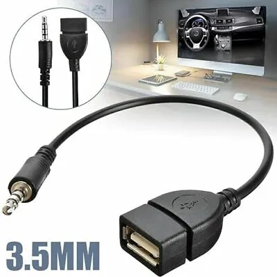 3.5mm AUX Audio Jack Plug Male To USB 2.0 Female OTG Converter Lead Adapter Car • £2.99