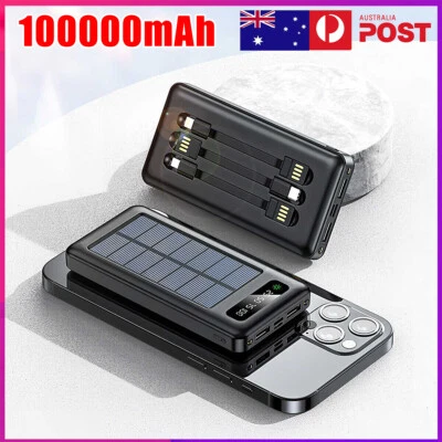 $25.92 • Buy 2022 Super 100000mAh 3 USB Portable Charger Solar Power Bank For Cell Phone