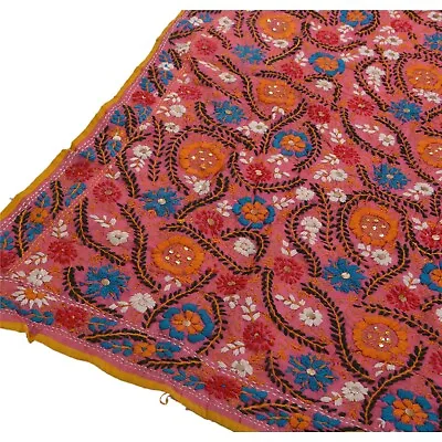 Sanskriti Vintage Dupatta Long Stole Ooak Hand Embroidered Phulkari Scarves Wrap • $64.99