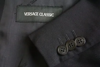 Versace Classic Dark Blue Wool Blend 2 Pc Suit Jacket Pants Sz 40 • $139.99
