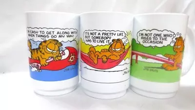 3 Vintage 1970s Garfield McDonalds  Plastic Coffee Mugs Cups Jim Davis • $15