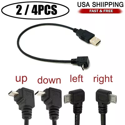 2/4pcs For Phone Cable 90 Degree Angle USB 2.0 A Male To Left Right Micro USB US • $9.69