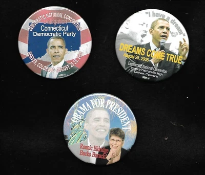 $9.99 • Buy 3 BARACK OBAMA 2008 Denver DNC Delegation, MLK Dream Speech Buttons