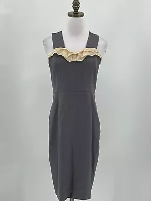 Ports 1961 Women's Gray Mesh Detail Sheath Dress Sleeveless Sz 8 • $49