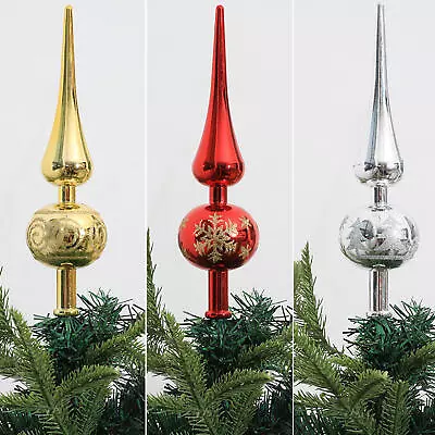 Christmas Glass Tree Topper Handmade Xmas Finial Vintage Style Christmas • $7.74