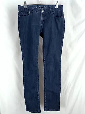 Mudd Jeans Junior Size 7 W30 X L31 Dark Blue Wash 5 Pocket Printed Logo Y2K EUC • $18.99