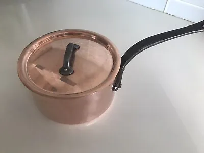 Mauviel 1.5 Qt. 1830 Copper Sauce Pan With Lid  - Cast Iron Handle  Minimal Use • $205