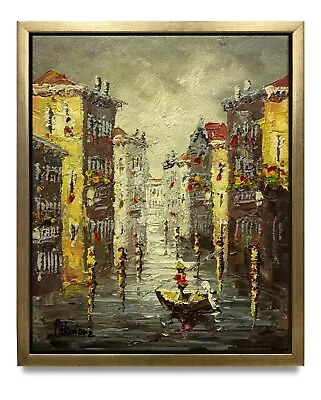Hungryartist -Original Oil Painting Of Venice Night On Canvas 8x10 Framed • $152