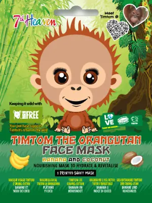 7th Heaven Timtom The Orangutan Face Mask Banana And Coconut Sheet Mask New • £2.99