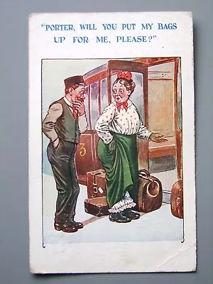 Postcard Comic Railway Porter Knickers Bloomers Joke.....F+ • £3