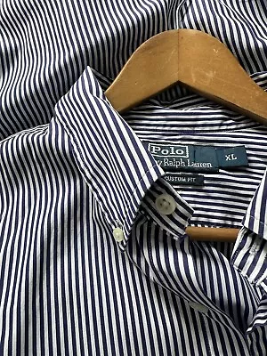 Ralph Lauren Custom Fit Stripped Long Sleeve Shirt Size XL ( Pit To Pit 24”) • £13.99