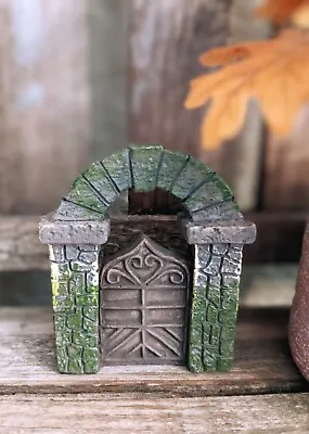 Fairy Garden Forest Gnome Faux Cobblestone Arch Gate W/ Door • $11.90