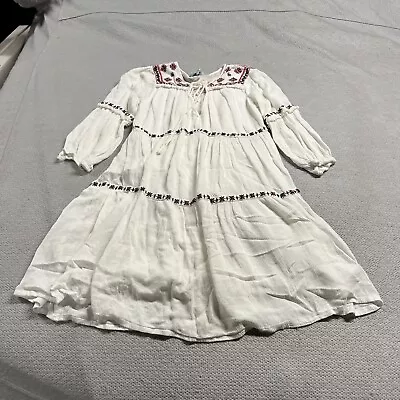 J. Glee Vintage Embroidered 3/4 Sleeve Boho Tiered White Dress Petite Small EUC • $24.95