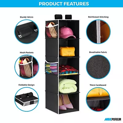 MAXPORIUM® Hanging Wardrobe Storage Organiser Shoes Clothes Hanging Shelves • £9.99