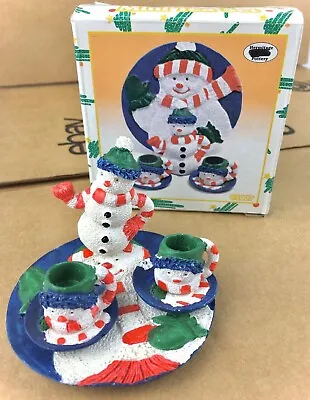 1997 Hermitage Miniature Tea Set Theme Christmas Holiday Snowman Design 7 Piece • $12.85