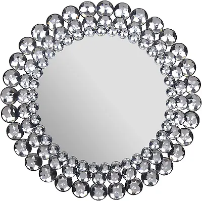Everly Hart Collection Round Jeweled Mirror 17  • $84.99
