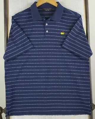 MASTERS Large Made In Italy Mens Clubhouse Col. Blue Cotton Textured Polo Shirt • $74