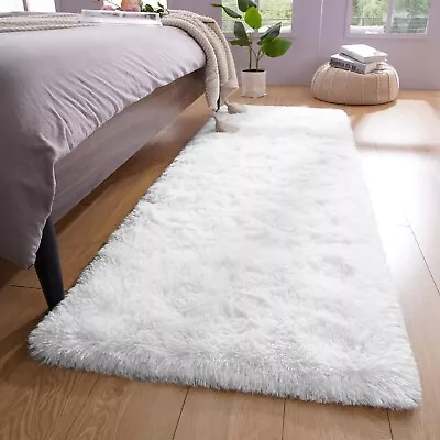Soft Runner Rugs For Bedroom Living Room Plush Fluffy Rug 2X6 Feet White Shag R • $37.30