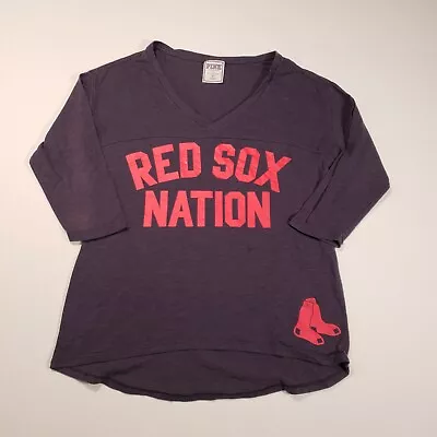 Boston Red Sox T-Shirt Womens XS Purple Victoria's Secret PINK 3/4 Sleeves Tee • $4.99