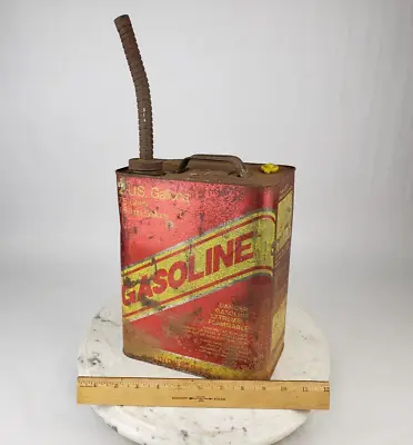 Vintage 2 Gallon Metal Gasoline Can K P Industries Turn A-Bout Spout Antique Tin • $14.95