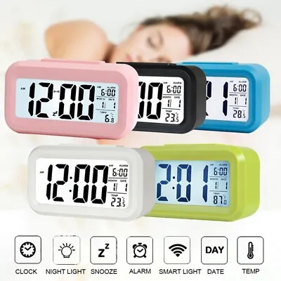$11.95 • Buy Digital Bedside LED Snooze Alarm Clock Time Temperature Day/Night Desktop Clock
