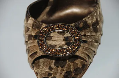 $785 New MANOLO BLAHNIK SEDARABY Leopard Jeweled SHOES 40.5 10 Brown Black • $549.99