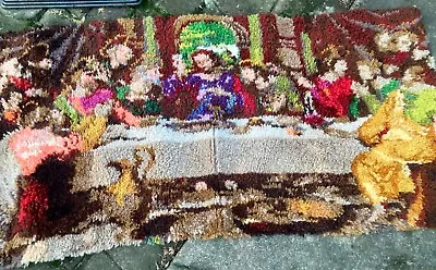 Vintage Jesus Christ The Last Supper Wool Latch Hook Rug Wall Tapestry 54 X 28” • $59
