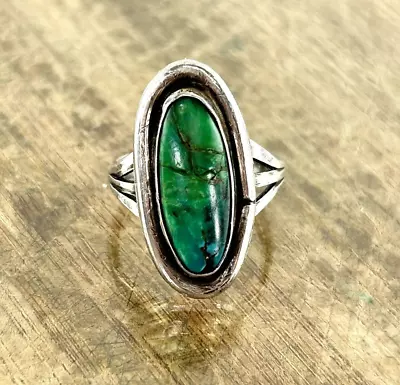 Vintage Sterling Silver Turquoise Stone Southwestern Ring Size 5.5 • $64.95