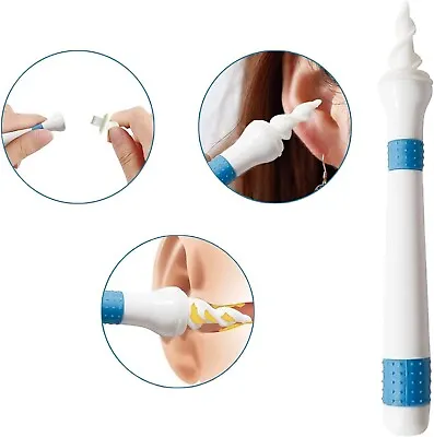 Ear Wax Remover Tool Safe Ear Cleaner Soft Spiral Earwax Removal Swab Q Grip Set • £6.99