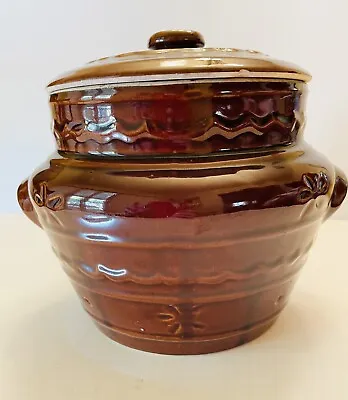 Mar-crest Bean Pot With Lid Daisy Dot Brown Vintage Stoneware • $20