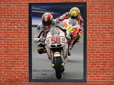 Marco Simoncelli And Valentino Rossi Motorcycle Poster A3 Photographic Paper • £9.99