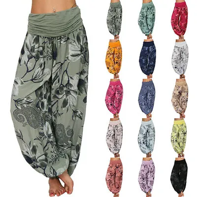 $29.68 • Buy Women's Boho Harem Long Pants Casual Hippie Wide Leg Gypsy Yoga Palazzo Trousers