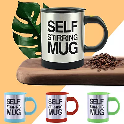 Self Stirring Mug Stainless Steel Lazy Automatic Mixing Coffee Cup For Tea Milk • £8.99