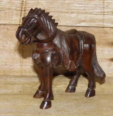 Antique Oriental Chinese Mahogany Tang Horse With Glass Eyes Figure / Decoration • £139