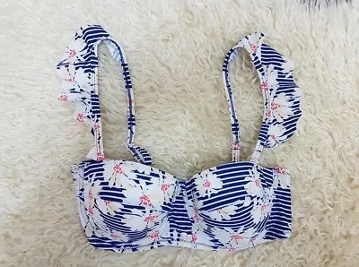 ASOS Daisy Stripe Longline Bikini Top Swimwear (AS8/18) • £8.92