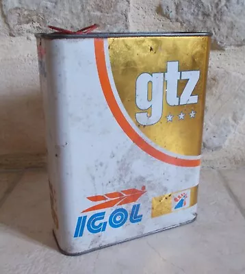 Vintage IGOL Gtz Oil Can Tin Auto Old Antique Vtg 2l France Gas White Gold • $26.29