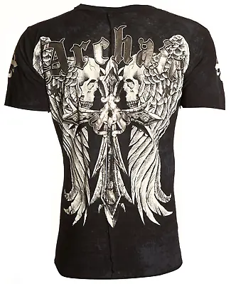 Archaic By Affliction Men's T-Shirt Lustrous Wings Cross Biker • $24.95