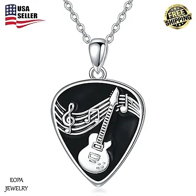 Guitar Pick Necklace 925 Sterling Silver Guitar Music Note Necklace Jewelry • $100