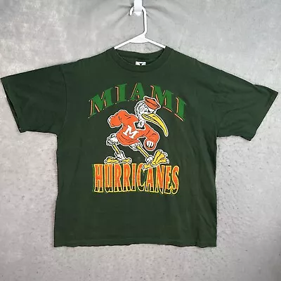 A1 Vintage 90s Miami Hurricanes Football T Shirt Adult Large Green Mens • $34.99