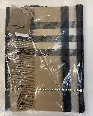 £195 • Buy Brand New Burberry Sequined Check Cashmere Scarf