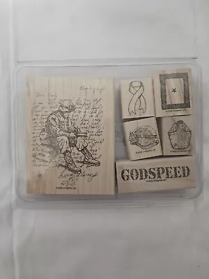 Rubber Stamp Godspeed Wooden Set Military Army Patriot Stampin Up  • $24.99