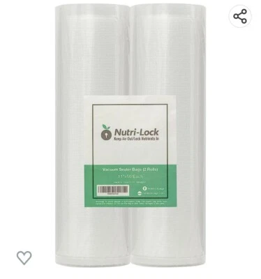 £14.99 • Buy Nutri-Lock Vacuum Sealer Bags. 11x50 Commercial Grade Bag Rolls, Sous Vide By...