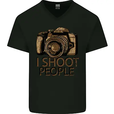 Photography I Shoot People Photographer Mens V-Neck Cotton T-Shirt • $11.18