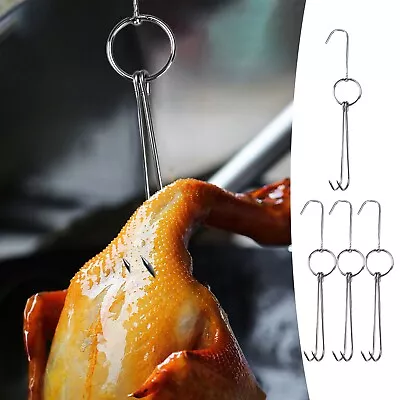 Stainless Steel Double Meat Hooks Roast Duck Bacon Shop Hook BBQ Grill Hanger • $8.11