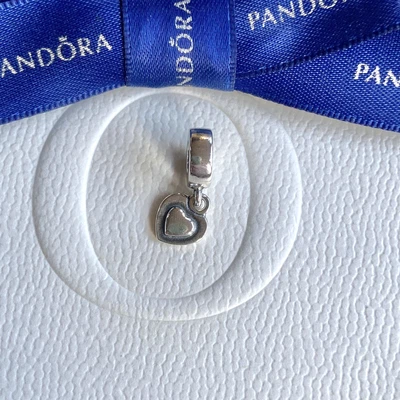$21 • Buy Authentic Pandora Silver Hanging Double Flat Hearts Charm #790373