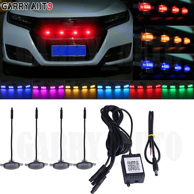 4x Smoked Lens RGB Lamp Front Hood Grille Bumper Raptor Style Mesh Marker Light • $15.89