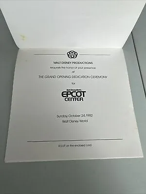 1982 EPCOT WALT DISNEY WORLD GRAND OPENING DEDICATION INVITATION  Cast Member • $119