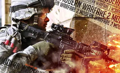 COD Call Of Duty MODERN WARFARE 2 WALL ART COVER 30x20 Inch Canvas FRAMED UK ART • £21.99