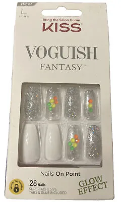 Kiss Voguish Fantasy 28 Nails Long Super Adhesive Glow Effect Nails On Point • $10.72